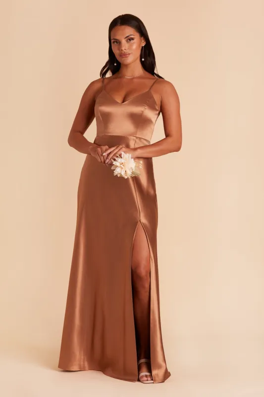 Jay Shiny Satin Dress - Rust sold by Birdy Grey