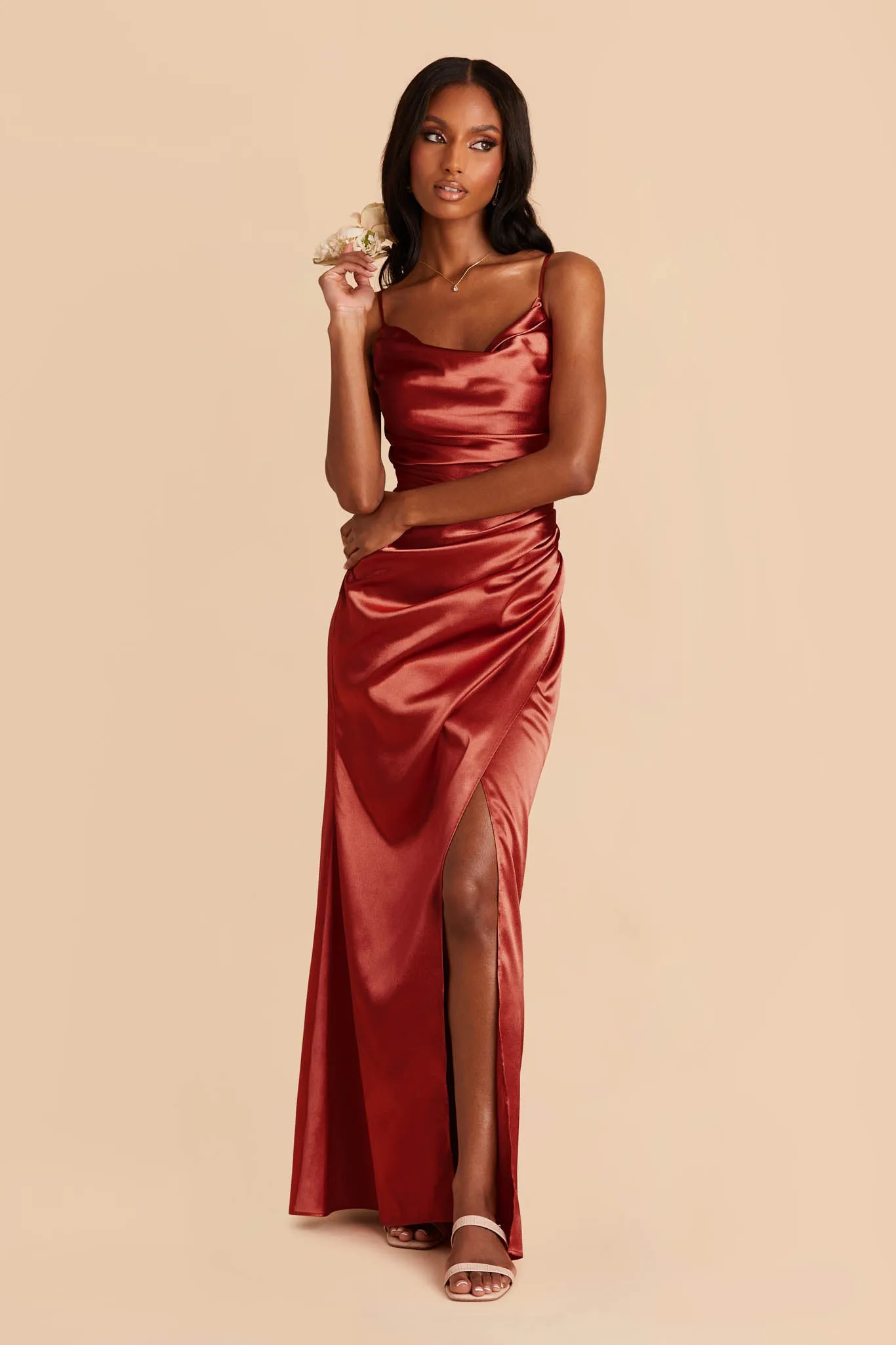 Lydia Shiny Satin Dress - Spice sold by Birdy Grey product image thumbnail 4