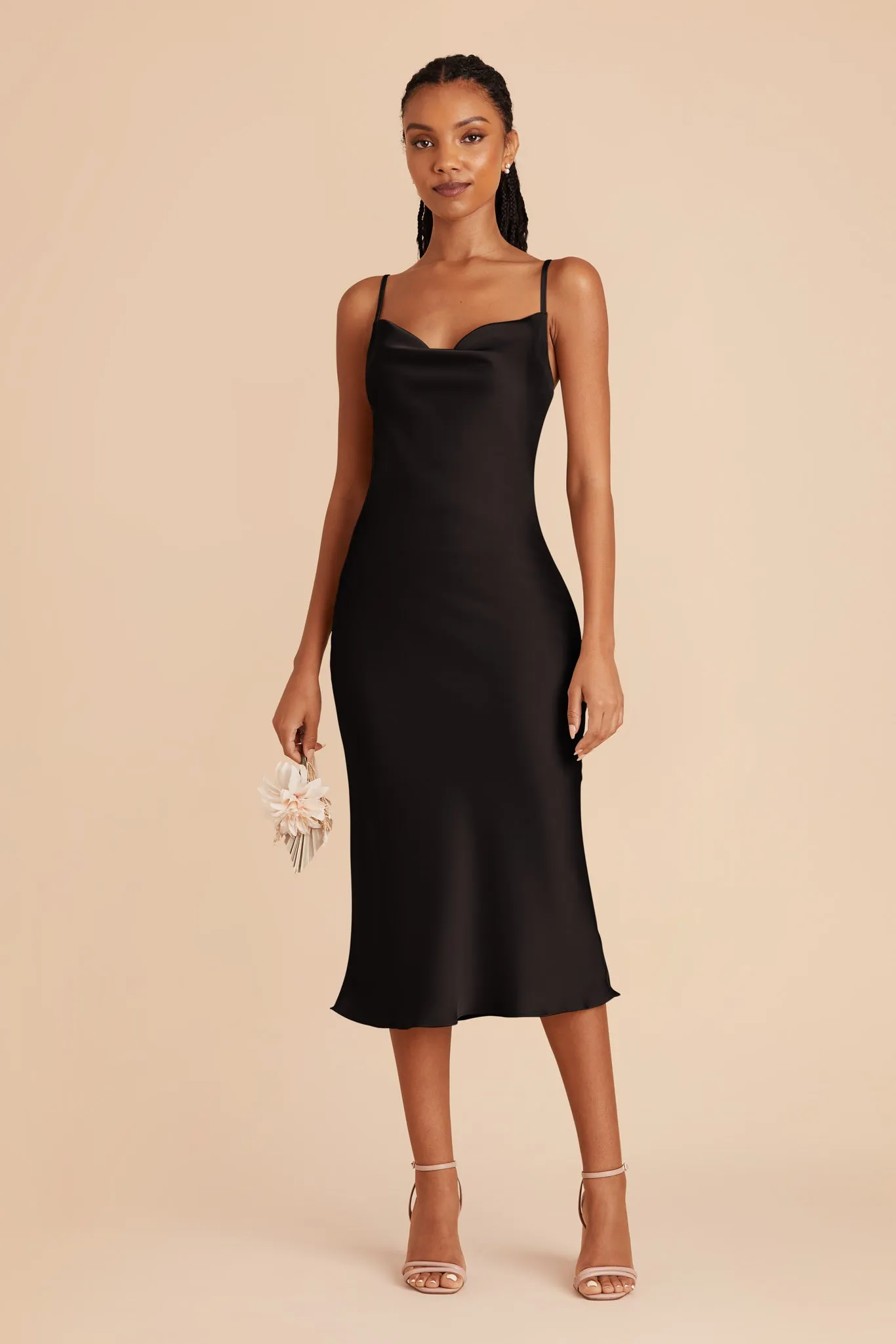 Lisa Matte Satin Midi Dress - Black sold by Birdy Grey product image thumbnail 3