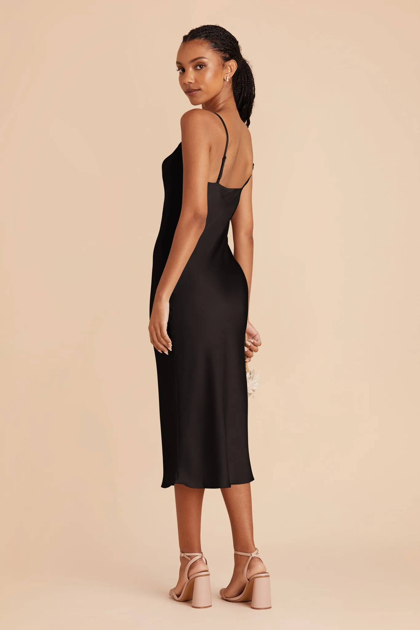 Lisa Matte Satin Midi Dress - Black sold by Birdy Grey product image thumbnail 4