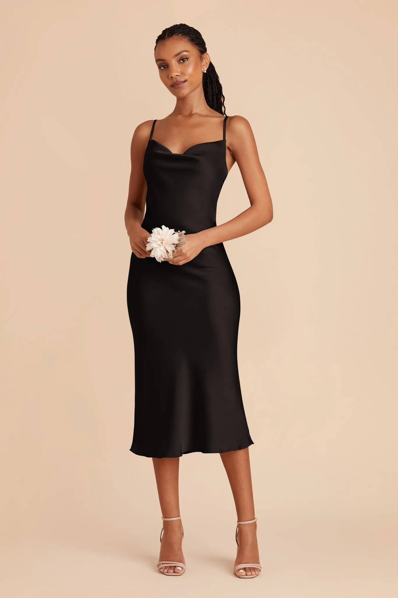 Lisa Matte Satin Midi Dress - Black sold by Birdy Grey product image thumbnail 2