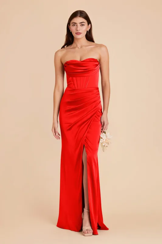 Carrie Matte Satin Dress - Lipstick Red sold by Birdy Grey