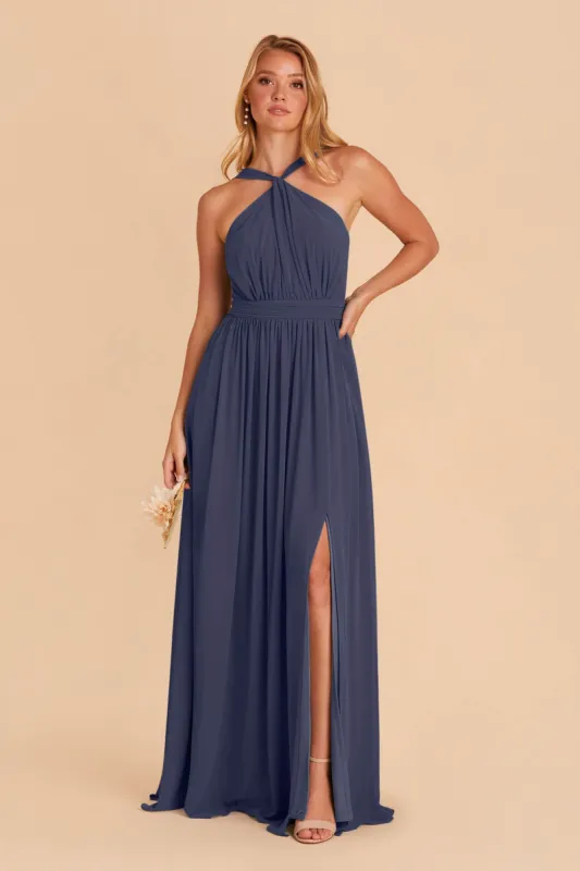 Kiko Chiffon Dress - Slate Blue sold by Birdy Grey