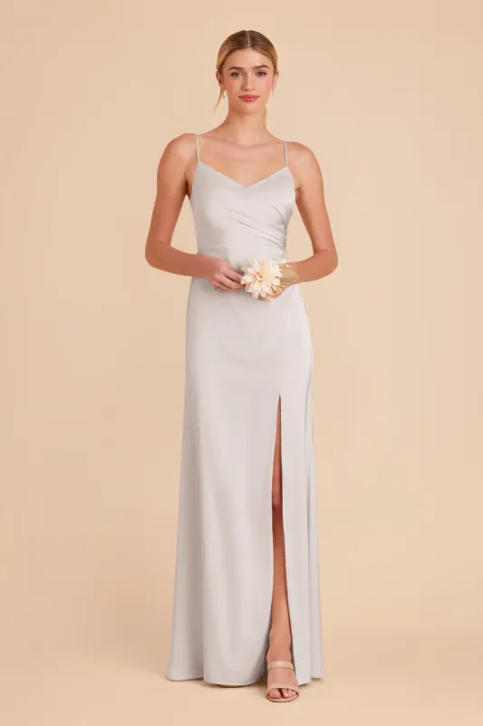 Catherine Matte Satin Dress - Platinum sold by Birdy Grey