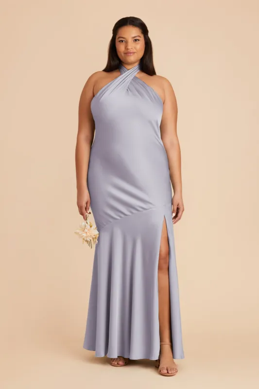 Stephanie Matte Satin Dress - Periwinkle Blue sold by Birdy Grey