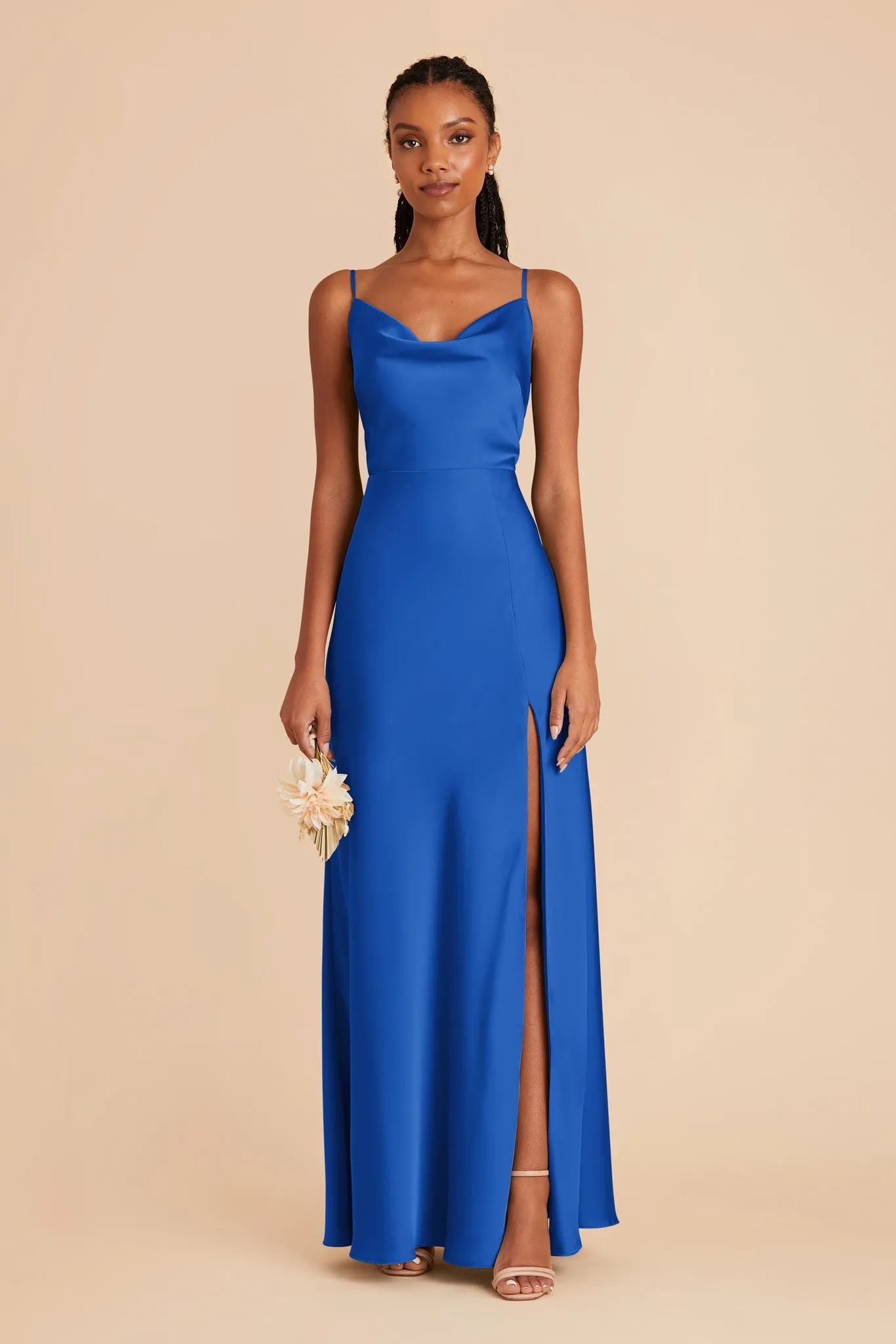 Lisa Long Matte Satin Dress - Cobalt Blue sold by Birdy Grey