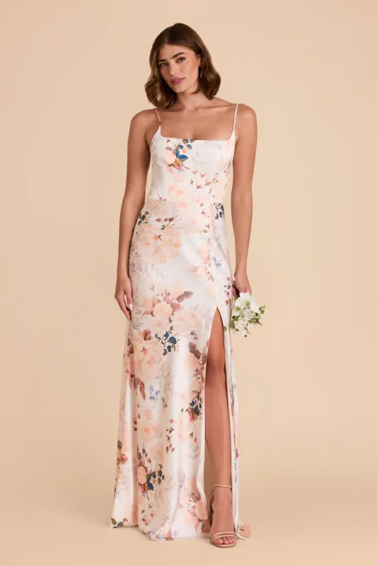 Mai Matte Satin Dress - Champagne Cascadia Bouquet sold by Birdy Grey