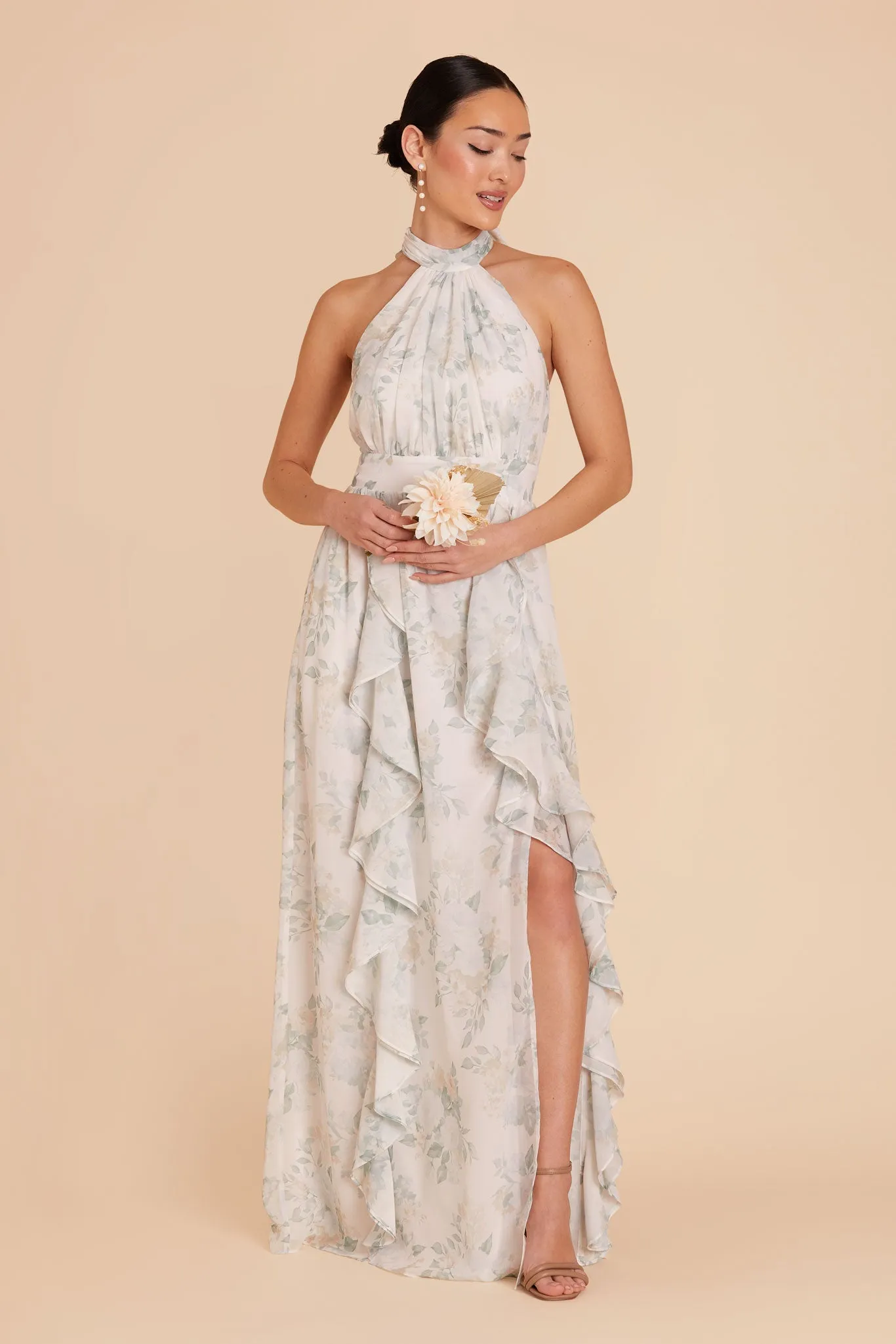 Joyce Chiffon Dress - Sage Spring Garden sold by Birdy Grey product image thumbnail 4