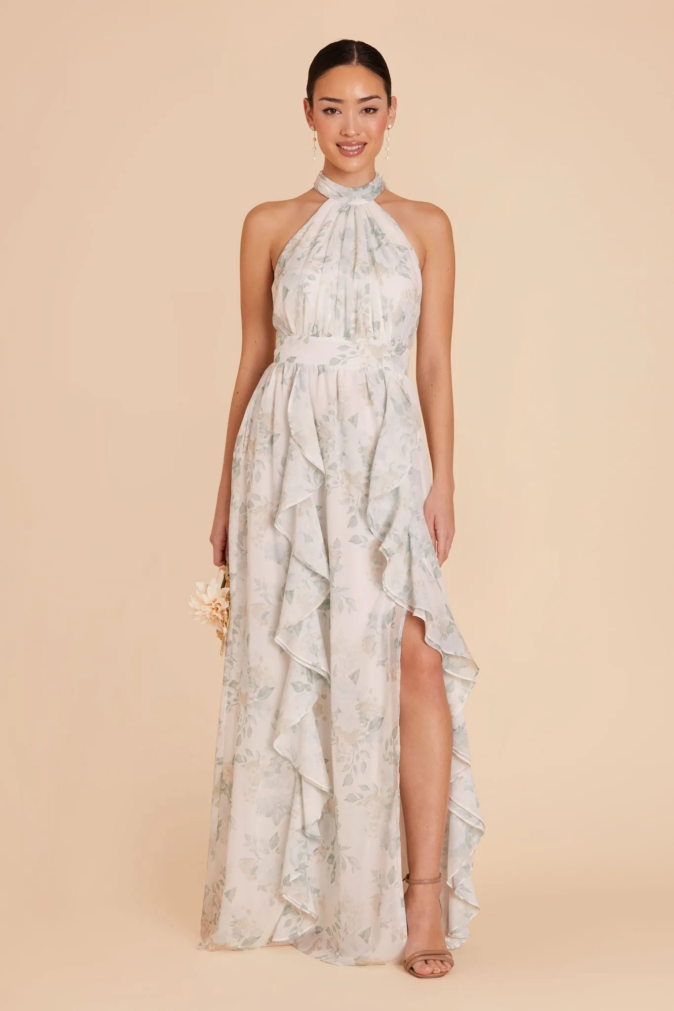 Joyce Chiffon Dress - Sage Spring Garden sold by Birdy Grey