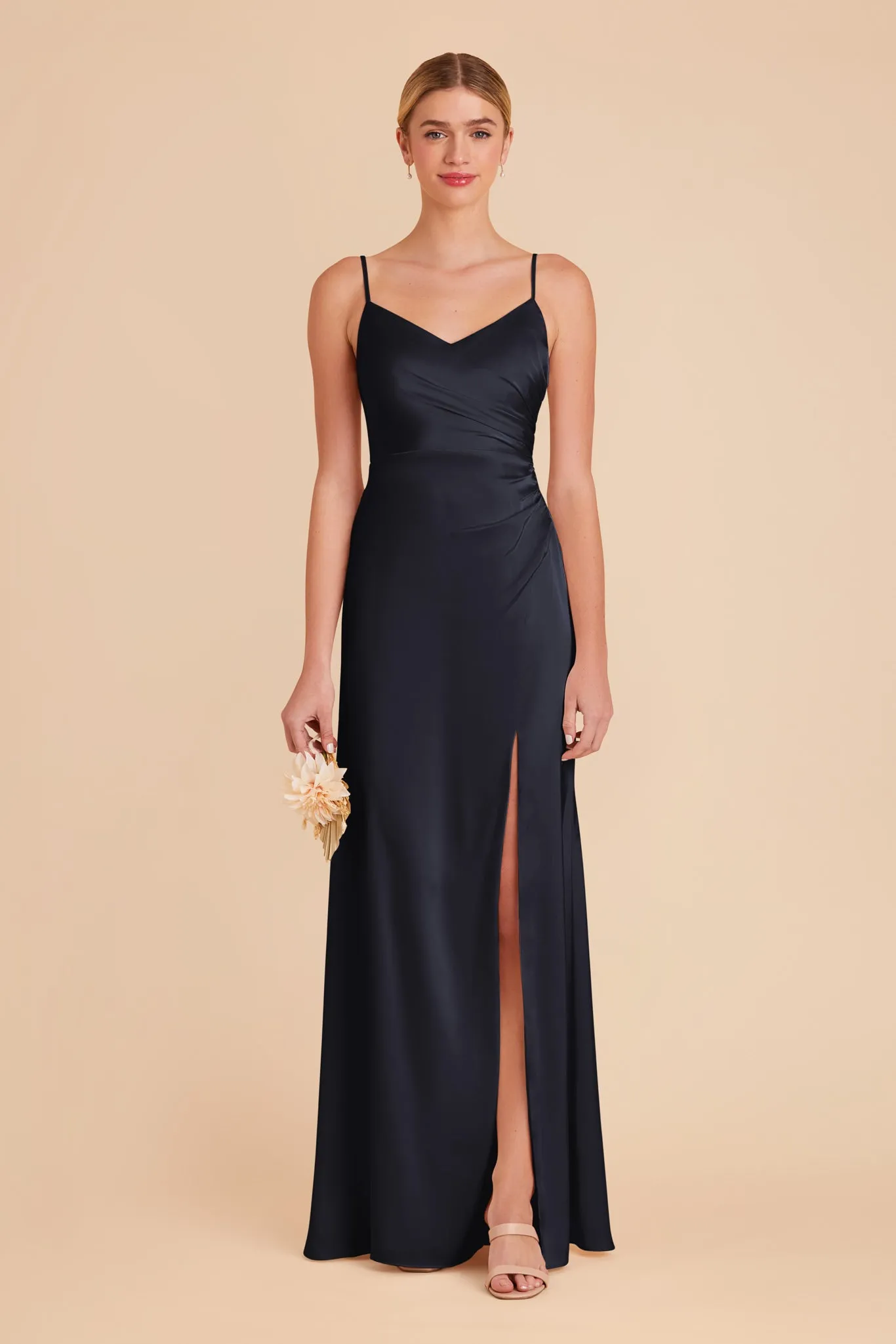 Catherine Matte Satin Dress - Navy sold by Birdy Grey