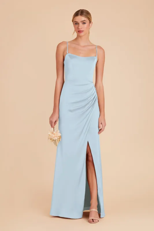 Anne Matte Satin Dress - Mist Blue sold by Birdy Grey