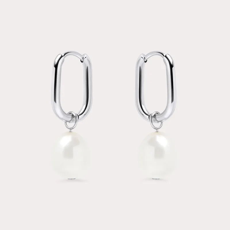 Opal Pearl Huggie Earrings - Silver sold by Birdy Grey