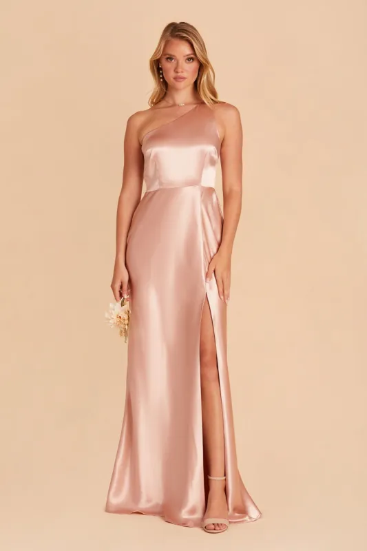 Kira Shiny Satin Dress - Rose Gold sold by Birdy Grey