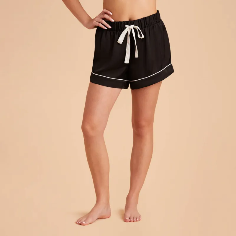 Jonny Satin Pajama Shorts - Black sold by Birdy Grey