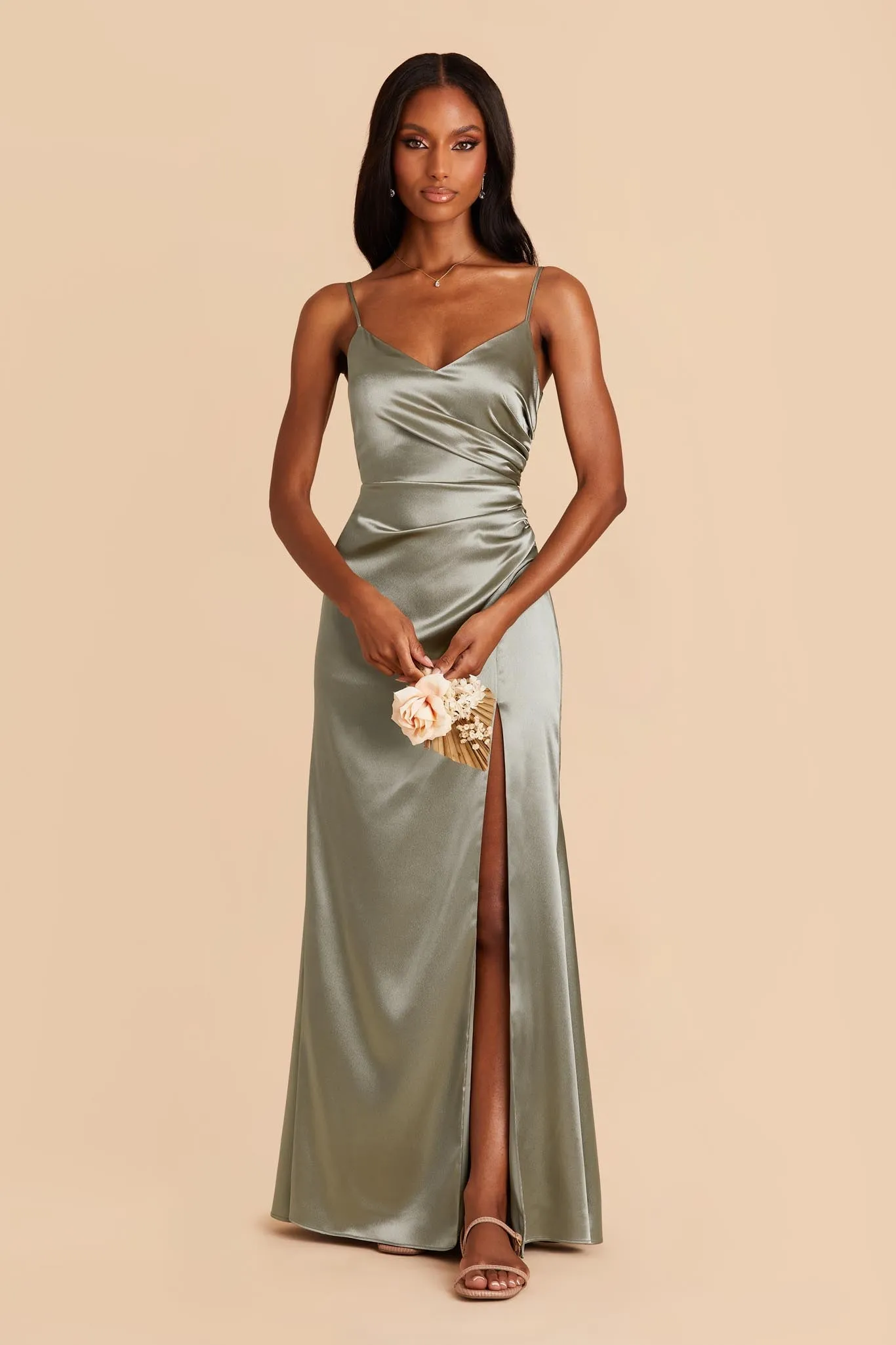 Catherine Shiny Satin Dress - Moss Green sold by Birdy Grey product image thumbnail 3