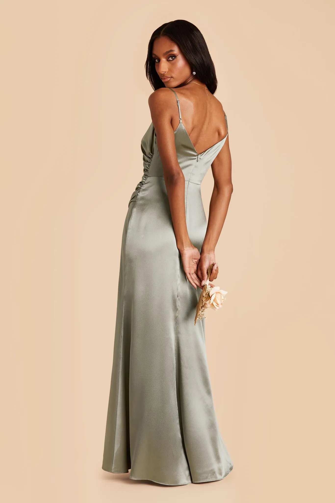 Catherine Shiny Satin Dress - Moss Green sold by Birdy Grey product image thumbnail 4