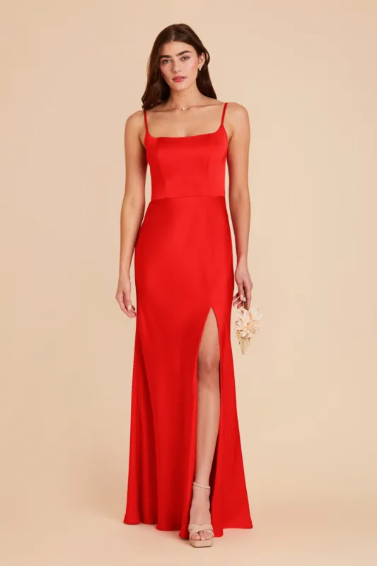 Mai Matte Satin Dress - Lipstick Red sold by Birdy Grey