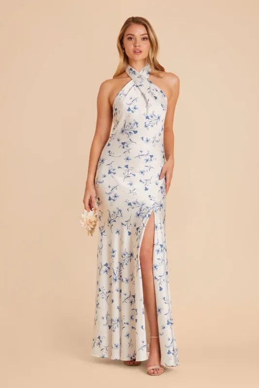 Stephanie Matte Satin Dress - Blue Le Fleur sold by Birdy Grey