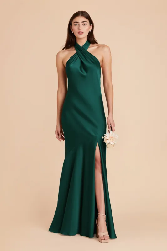 Stephanie Matte Satin Dress - Emerald sold by Birdy Grey