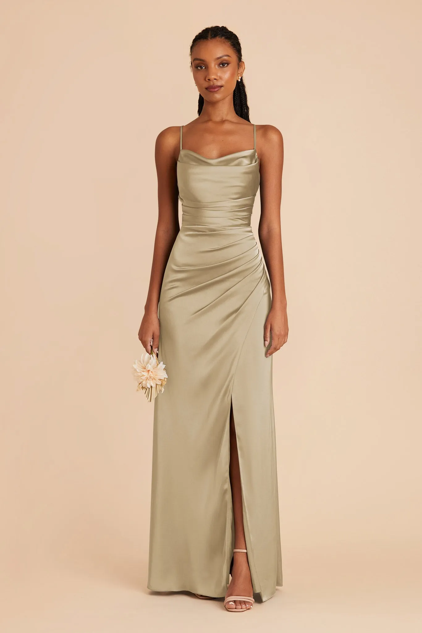 Lydia Matte Satin Dress - Moss Green sold by Birdy Grey product image thumbnail 3