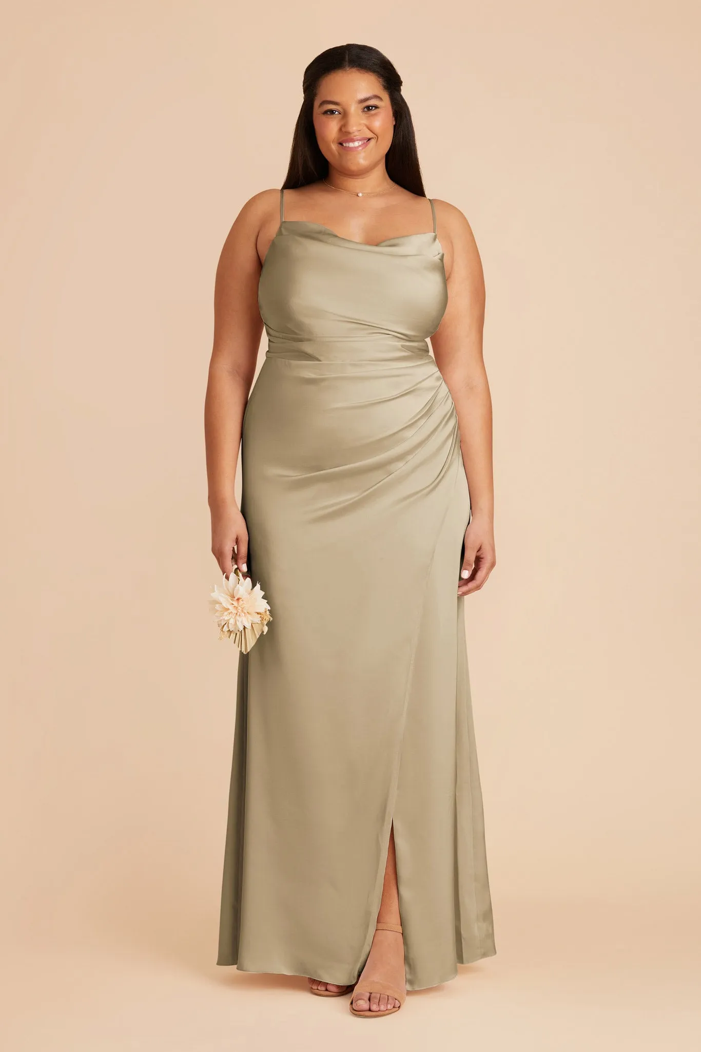 Lydia Matte Satin Dress - Moss Green sold by Birdy Grey