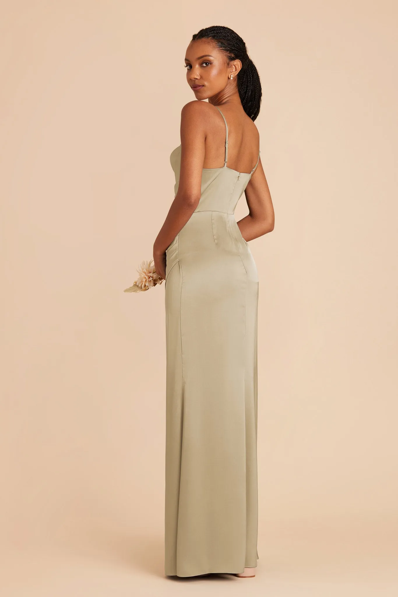 Lydia Matte Satin Dress - Moss Green sold by Birdy Grey product image thumbnail 5