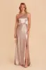 Kira Shiny Satin Dress - Taupe sold by Birdy Grey
