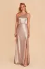 Kira Shiny Satin Dress - Taupe sold by Birdy Grey
