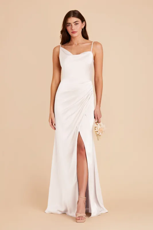Jennifer Matte Satin Dress - White sold by Birdy Grey