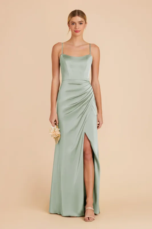 Anne Matte Satin Dress - Sage sold by Birdy Grey