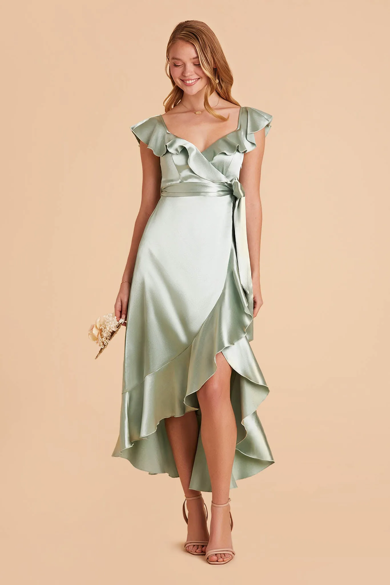 James Shiny Satin Midi Dress - Sage sold by Birdy Grey product image thumbnail 4