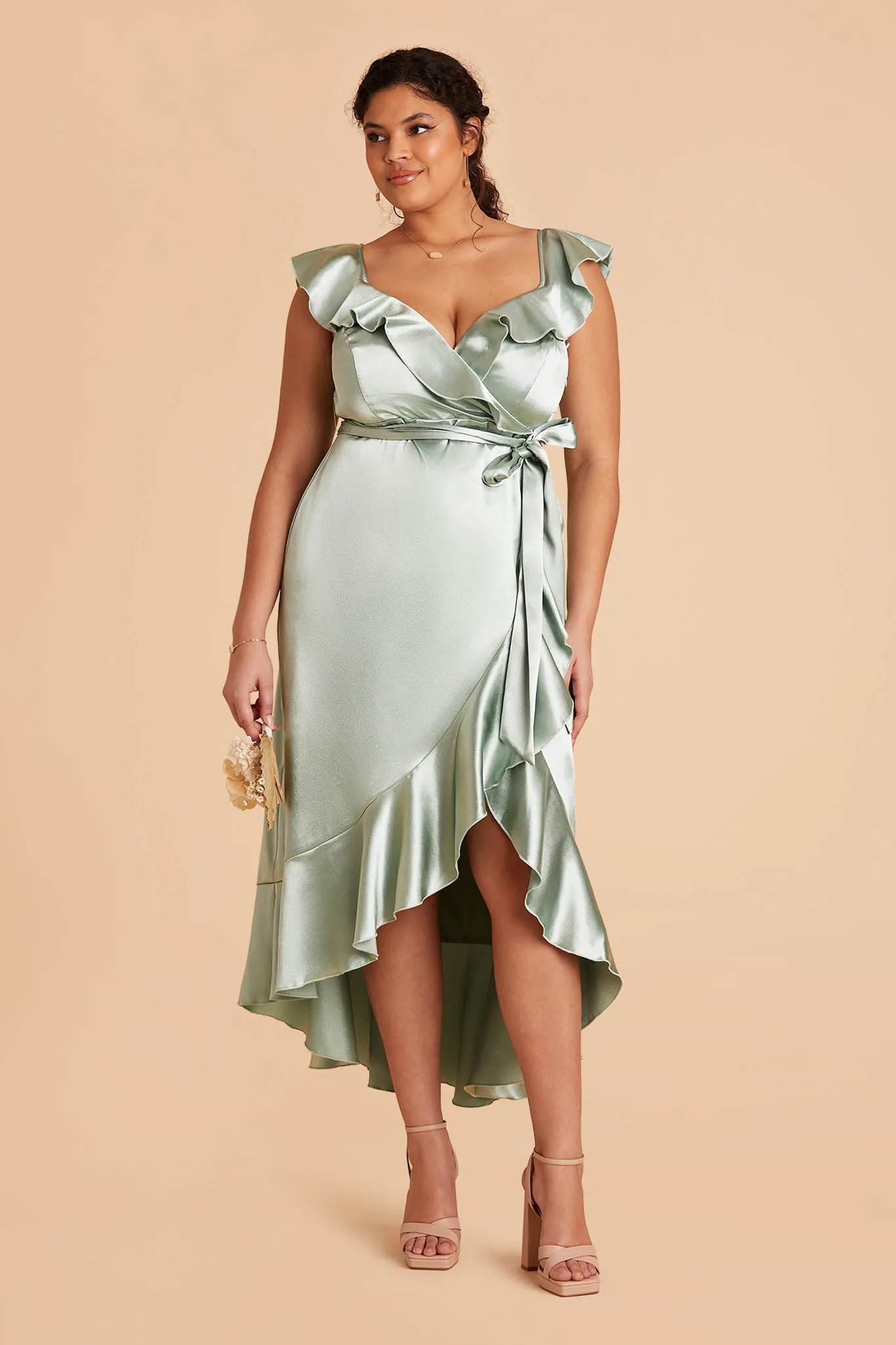 James Shiny Satin Midi Dress - Sage sold by Birdy Grey product image thumbnail 2