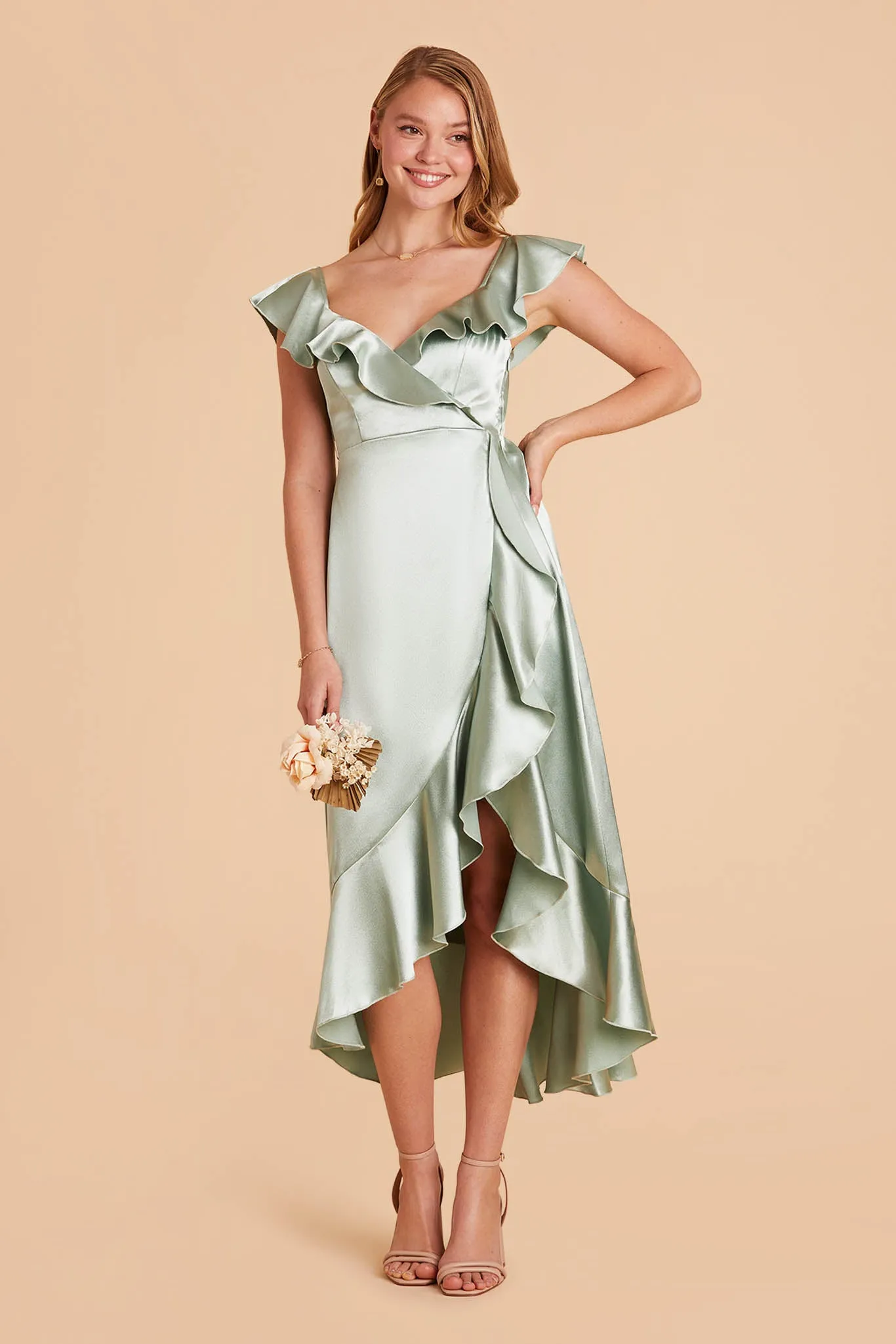 James Shiny Satin Midi Dress - Sage sold by Birdy Grey product image thumbnail 3