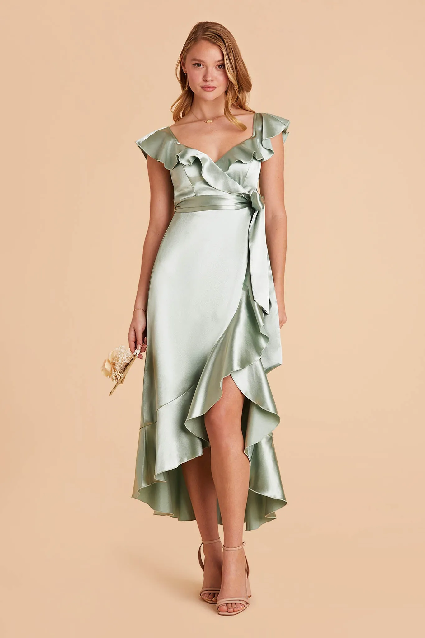 James Shiny Satin Midi Dress - Sage sold by Birdy Grey product image thumbnail 5