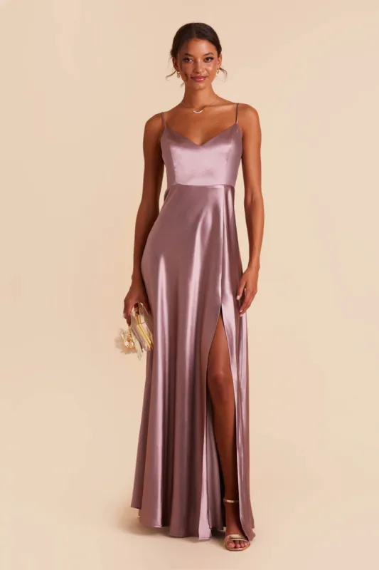 Jay Shiny Satin Dress - Dark Mauve sold by Birdy Grey