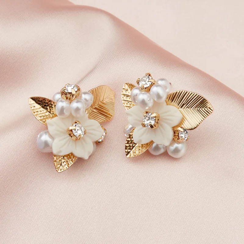 Toulouse Floral Stud Earrings - Gold sold by Birdy Grey