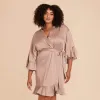 Kenny Ruffle Satin Robe - Mocha sold by Birdy Grey