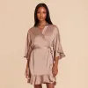 Kenny Ruffle Satin Robe - Mocha sold by Birdy Grey