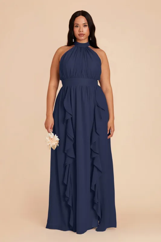 Joyce Chiffon Dress - Slate Blue sold by Birdy Grey