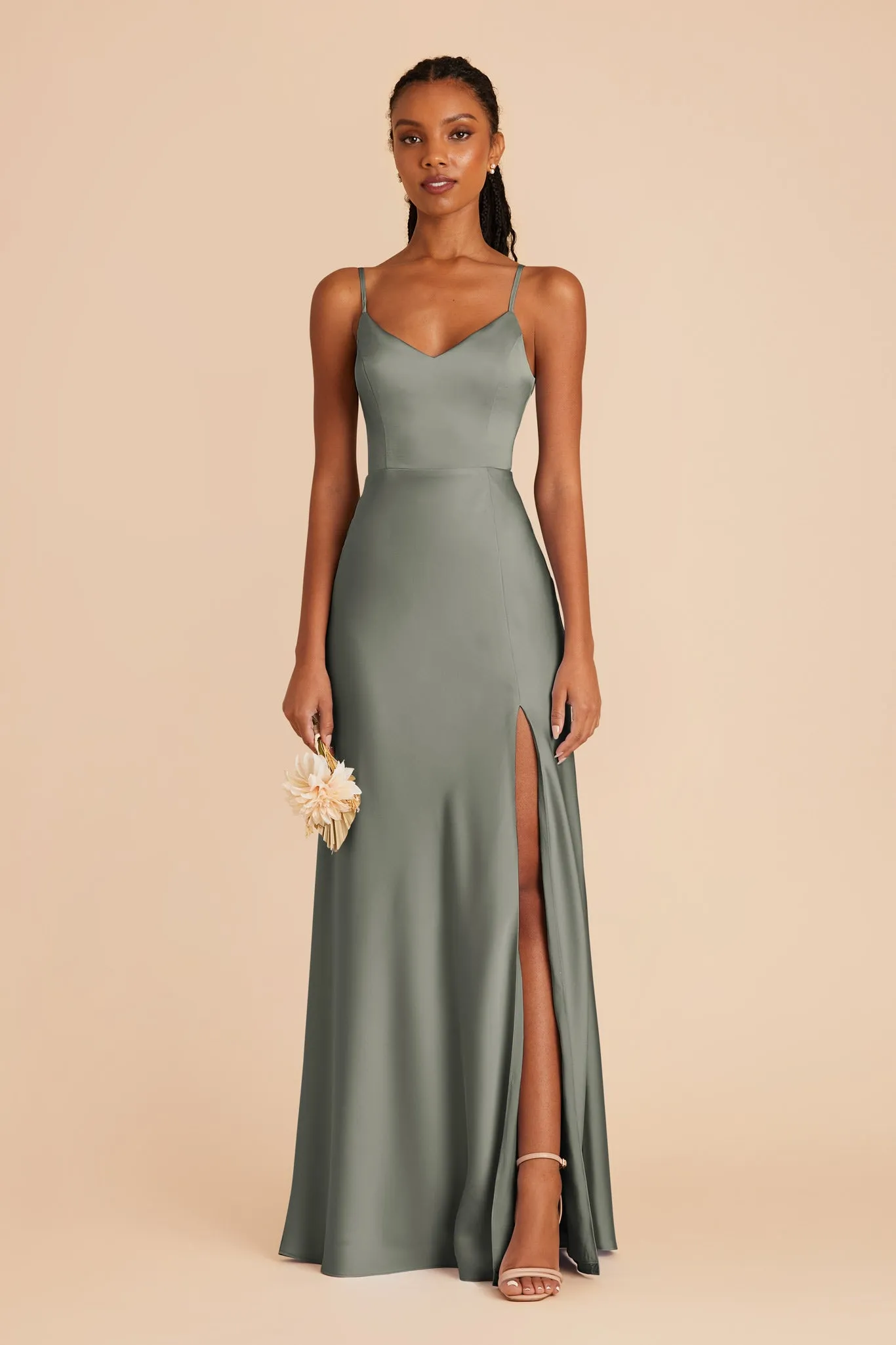 Jay Matte Satin Dress - Sea Glass sold by Birdy Grey