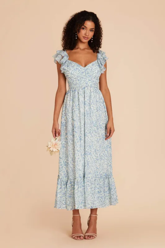 Michelle Chiffon Dress - Blue Dreamy Ditsy sold by Birdy Grey
