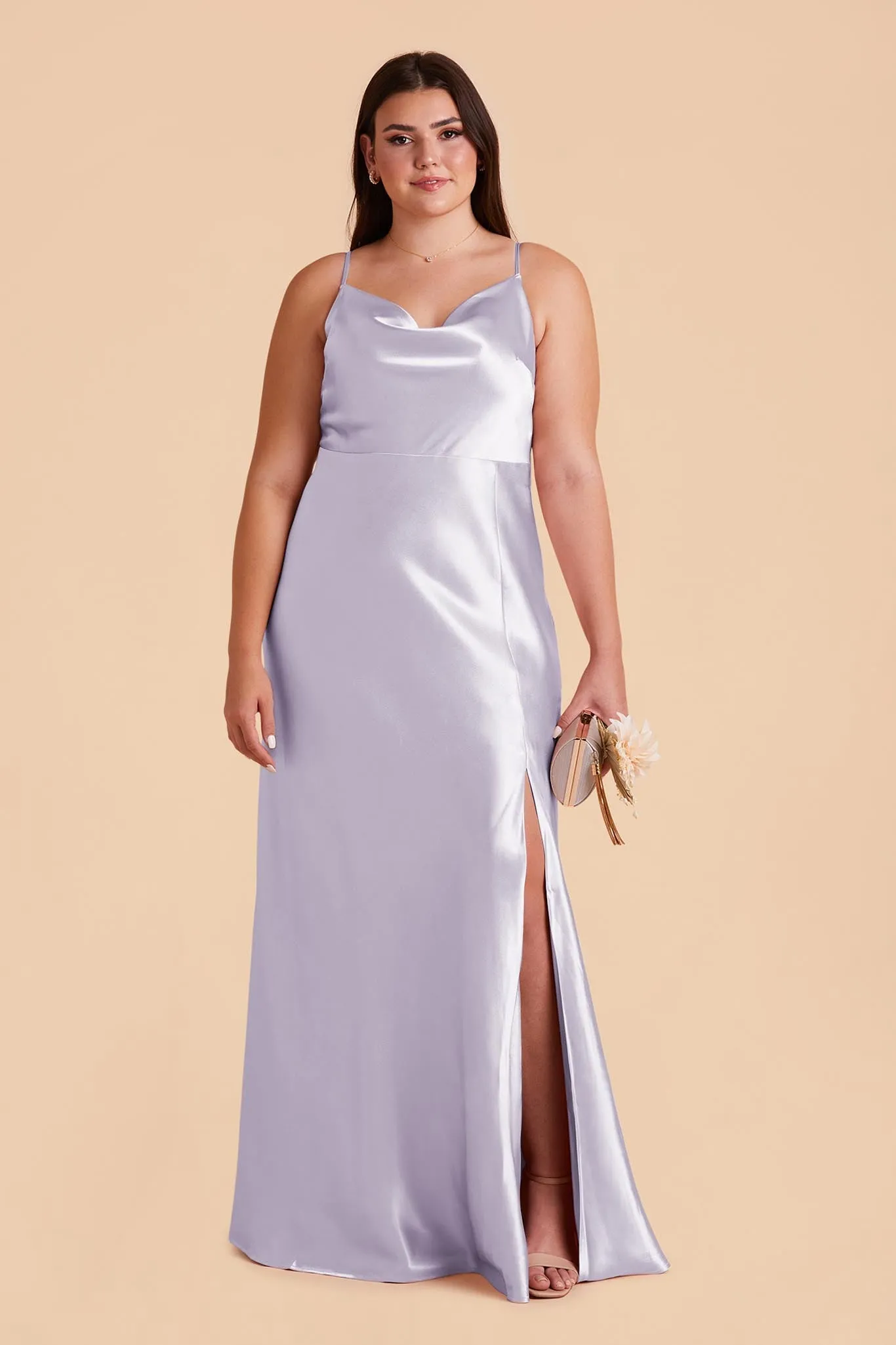 Lisa Long Shiny Satin Dress - Dusty Lilac sold by Birdy Grey product image thumbnail 2