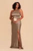 Kira Shiny Satin Dress - Mocha sold by Birdy Grey