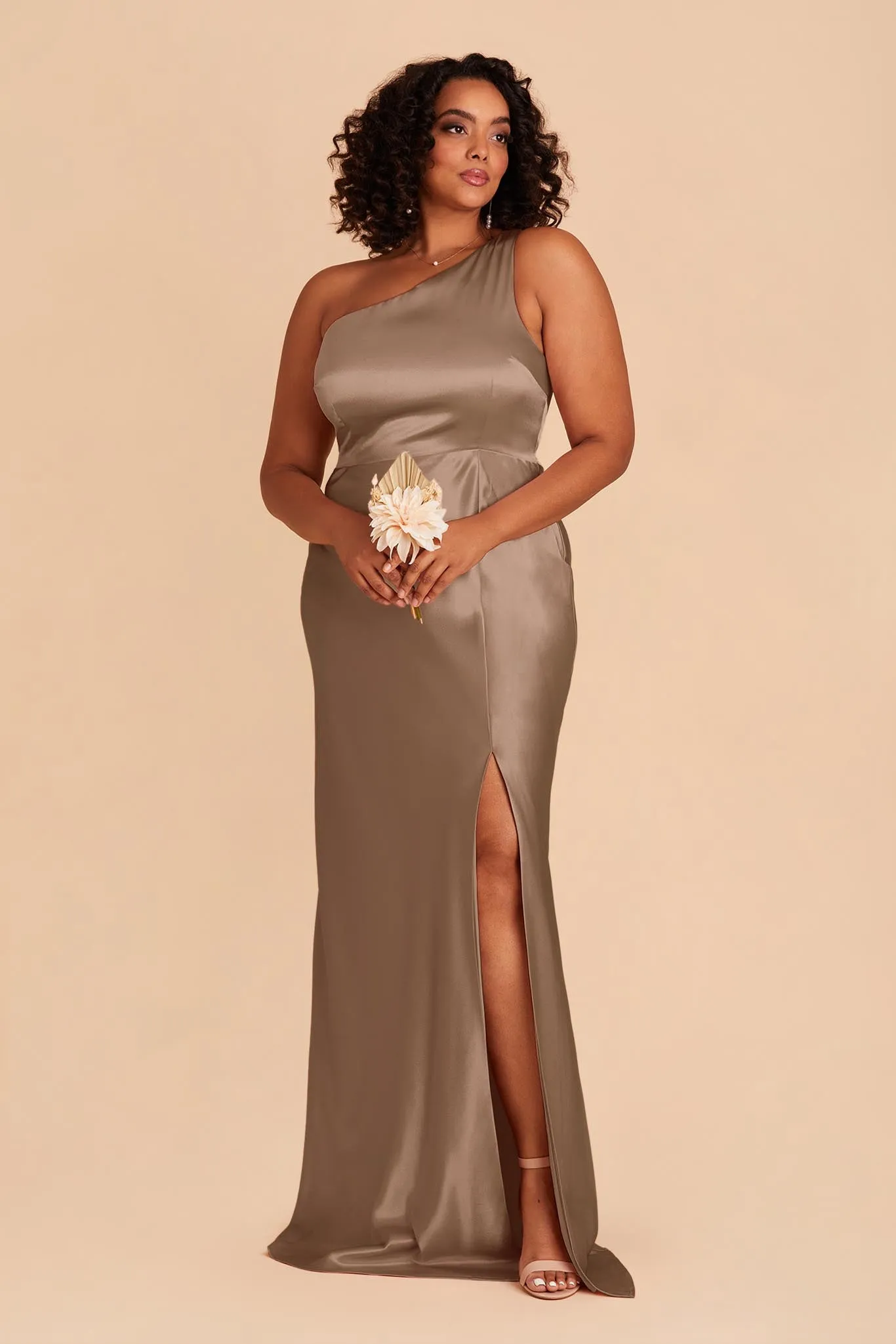 Kira Shiny Satin Dress - Mocha sold by Birdy Grey product image thumbnail 5