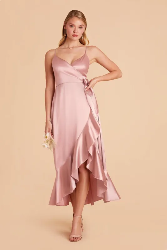 YC Shiny Satin Midi Dress - English Rose sold by Birdy Grey