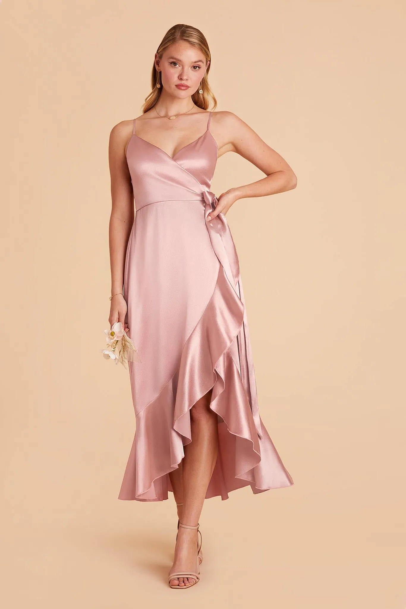 YC Shiny Satin Midi Dress - English Rose sold by Birdy Grey