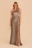 Kira Shiny Satin Dress - Mocha sold by Birdy Grey