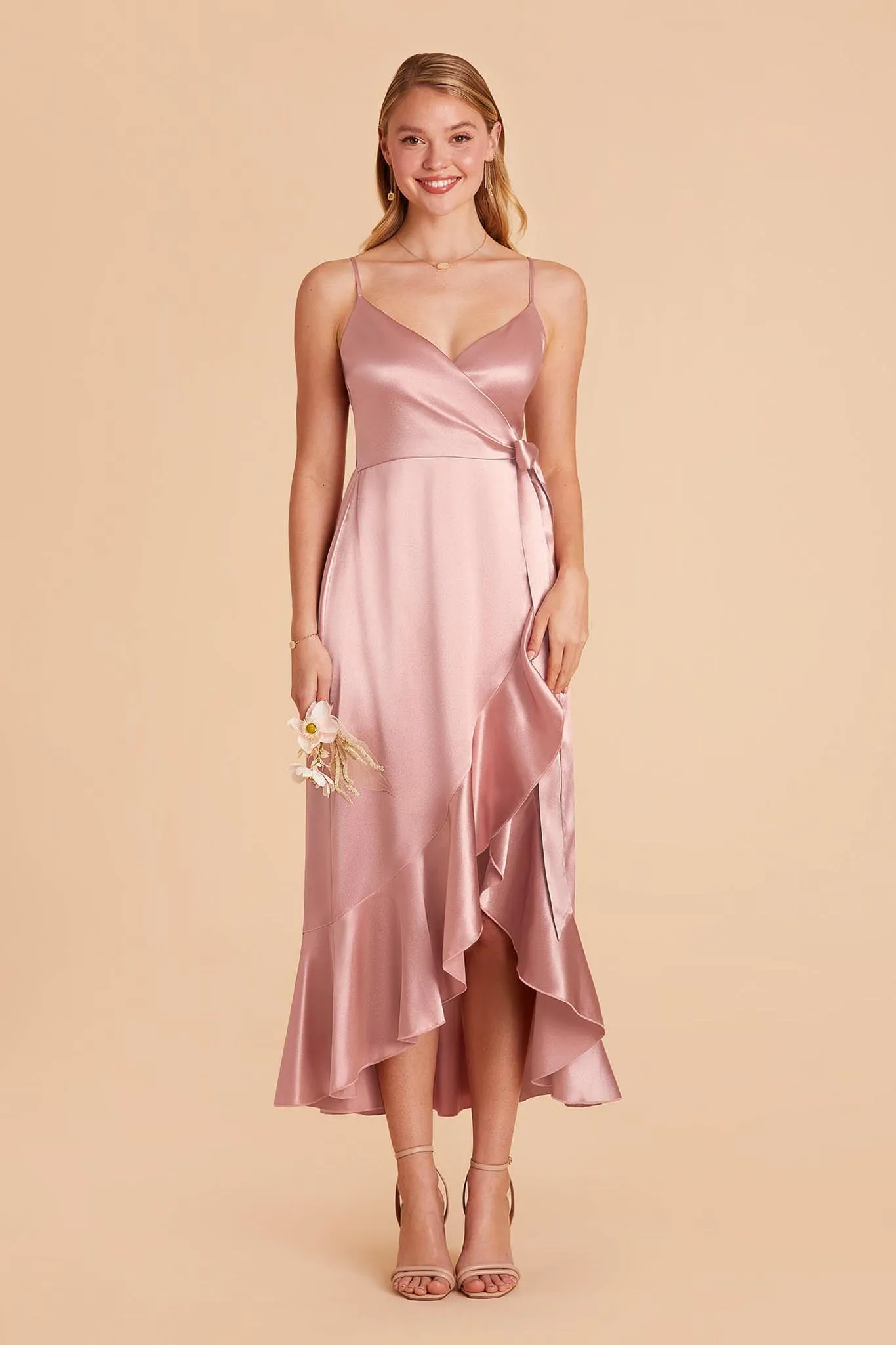 YC Shiny Satin Midi Dress - English Rose sold by Birdy Grey product image thumbnail 3