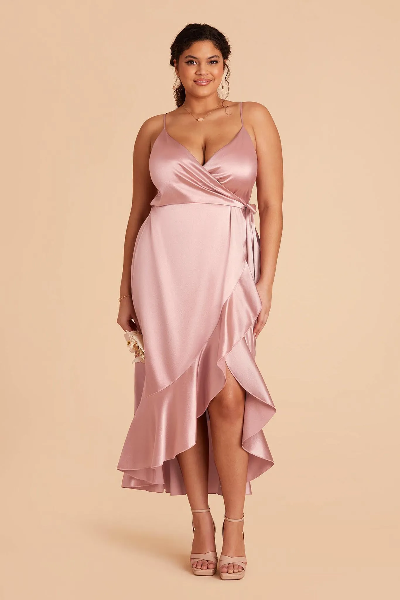 YC Shiny Satin Midi Dress - English Rose sold by Birdy Grey product image thumbnail 2