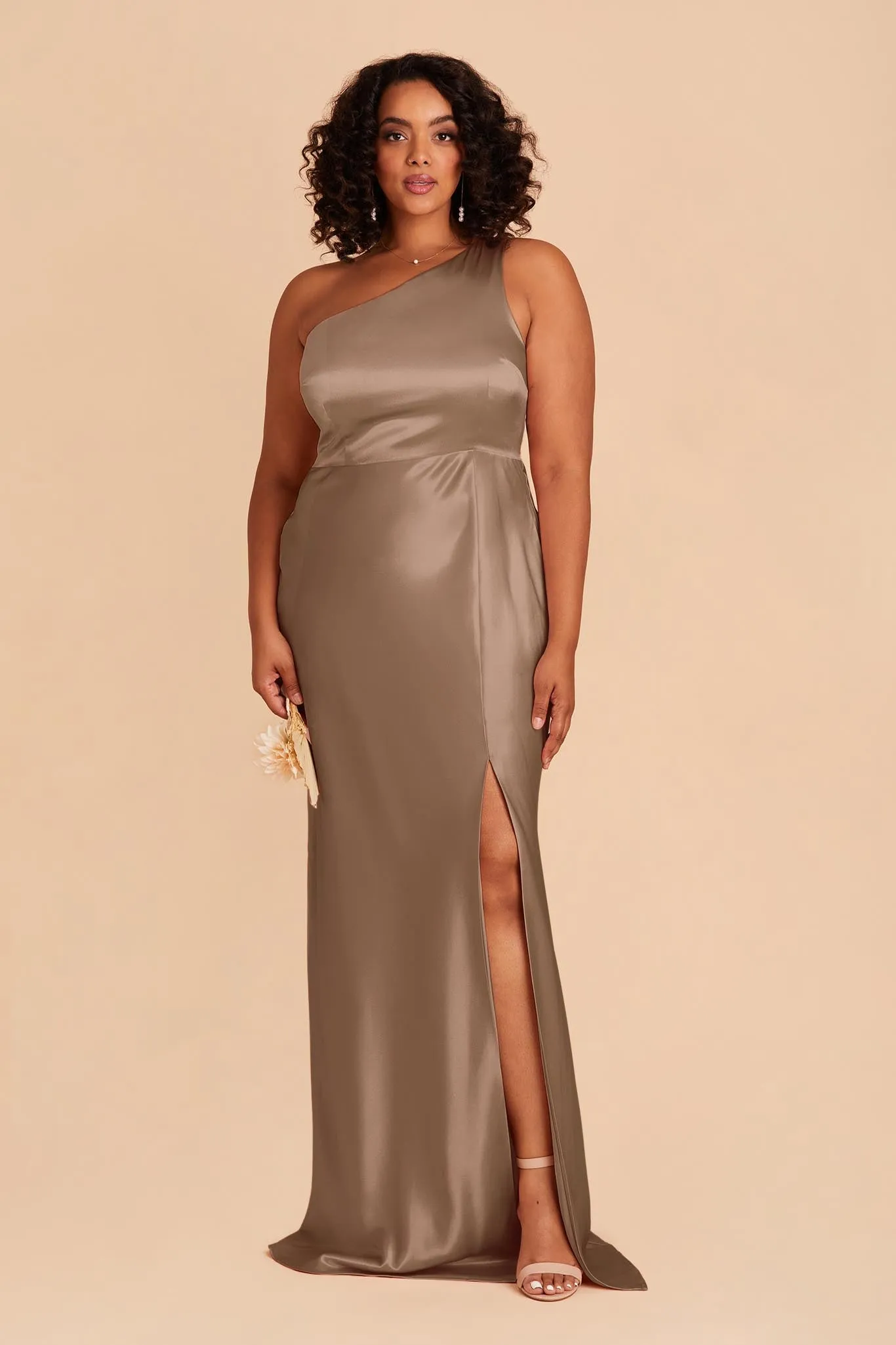 Kira Shiny Satin Dress - Mocha sold by Birdy Grey product image thumbnail 2